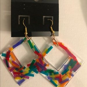 Homemade resin earrings.